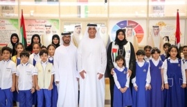سعود بن صقر يزور مدرسة الرمس للتعليم الأساسي في رأس الخيمة تكريماً لفوزها بالمركز الثاني في تحدي القراءة